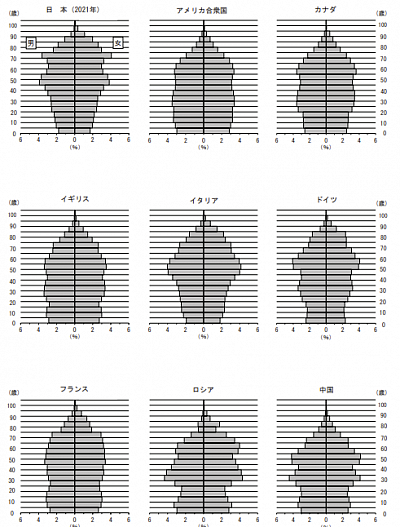 2020年先進国人口ピラミッド